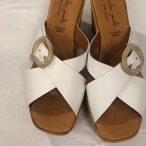 White Leather Wedge Sandals New Shoes are Sold